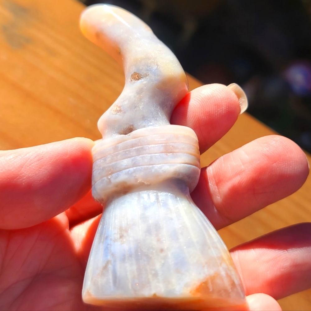 Coral agate Witches broom crystal